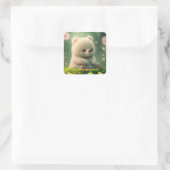 Niedlicher Teddy Bear im Garten Personalisiert Dan Quadratischer Aufkleber (Tasche)
