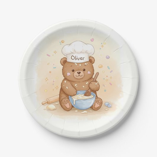 Niedlicher Teddy Bear Koch Pappteller (Vorderseite)