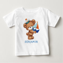 Niedlicher Teddy Bear Littlle Sailor Personalisier Baby T-shirt