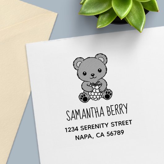 Niedlicher Teddy Bear mit Berry-Adresse Permastempel