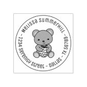 Niedlicher Teddy Bear mit einer Berry Round-Adress Gummistempel (Prägung)