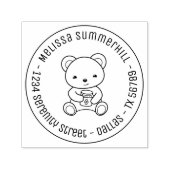 Niedlicher Teddy Bear mit Honey Jar Round Address Permastempel (Design)