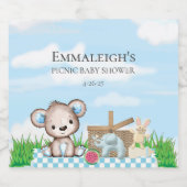 Niedlicher Teddy Bear n Friends Picnic Baby Dusche Bierflaschenetikett (Einzelnes Label)
