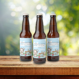 Niedlicher Teddy Bear n Friends Picnic Baby Dusche Bierflaschenetikett