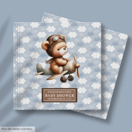 Niedlicher Teddy Bear Pilot Baby Shower Guest Book Gästebuch