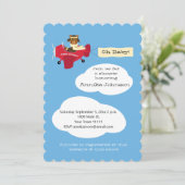 Niedlicher Teddy Bear Pilot Flugzeug Geschlecht ne Einladung (Stehend Vorderseite)