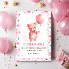 Niedlicher Teddy Bear Pink Ballon Windelwölfe Tick Begleitkarte