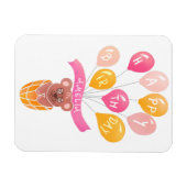 Niedlicher Teddy Bear Pink Balloons Girl Geburtsta Magnet (Horizontal)
