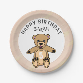 Niedlicher Teddy Bear Toy Kid's Geburtstag Pappteller
