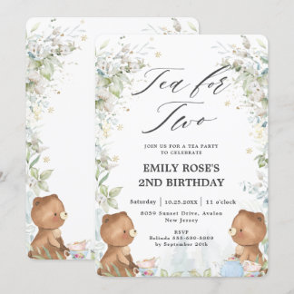 Niedlicher Teddy Bears Tee für 2. Geburtstag Party Einladung