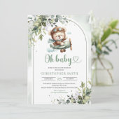 Niedlicher Teddy-Pilot geschlechtsneutraler Grünbo Einladung (Stehend Vorderseite)