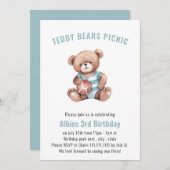 Niedlicher Teddy zum Geburtstag Einladung (Vorne/Hinten)