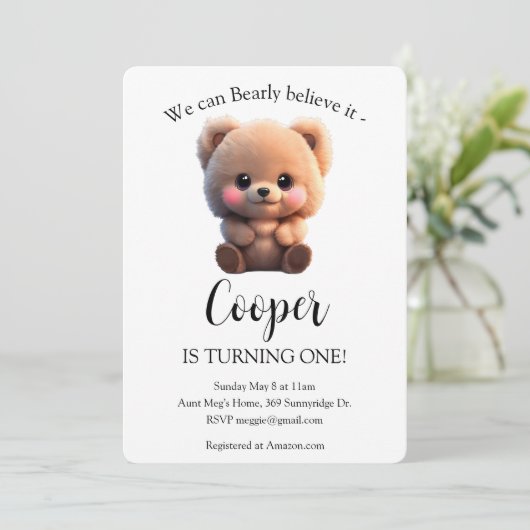 Niedlicher Teddybär 1. Geburtstag (Stehend Vorderseite)