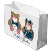 Niedlicher Teddybär 45. Saphirhochzeit Große Geschenktüte (Rückseite Schrägansicht)