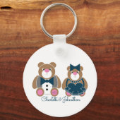Niedlicher Teddybär 45. Saphirhochzeit Schlüsselanhänger (Vorderseite)