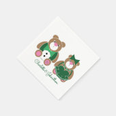 Niedlicher Teddybär 55. Smaragdhochzeit Serviette (Ecke)