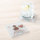 Niedlicher Teddybär, afrikanische Jungs Baby-Dusch Glasuntersetzer (Schrägansicht)