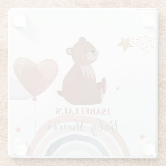 Niedlicher Teddybär, afrikanische Jungs Baby-Dusch Glasuntersetzer (Rückseite)