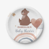 Niedlicher Teddybär, afrikanische Jungs Baby-Dusch Pappteller (Vorderseite)