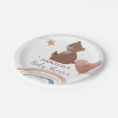 Niedlicher Teddybär, afrikanische Jungs Baby-Dusch Pappteller (Schrägansicht)