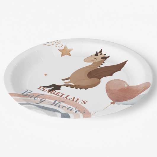 Niedlicher Teddybär, afrikanische Jungs Baby-Dusch Pappteller (Schrägansicht)