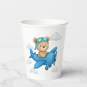 Niedlicher Teddybär auf Airplane Baby Shooting Pap Pappbecher (Rückseite)