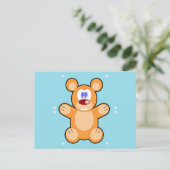 niedlicher Teddybär auf blau Postkarte (Stehend Vorderseite)