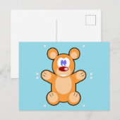 niedlicher Teddybär auf blau Postkarte (Vorne/Hinten)