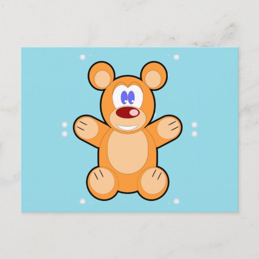 niedlicher Teddybär auf blau Postkarte (Vorderseite)