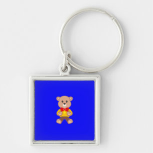 Niedlicher Teddybär auf blau Schlüsselanhänger