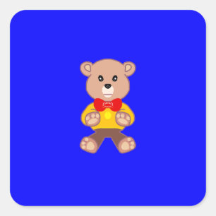 Niedlicher Teddybär auf blauem Aufkleber