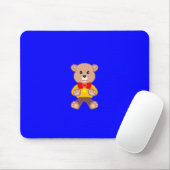 Niedlicher Teddybär auf blauem Mousepad (Mit Mouse)