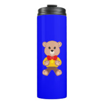 Niedlicher Teddybär auf blauem Thermaltumbler