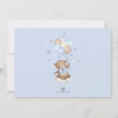 Niedlicher Teddybär auf dem Mond mit blaubraunen B Dankeskarte (Rückseite)