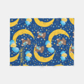 Niedlicher Teddybär auf dem Mondmuster Fleecedecke (Vorderseite (Horizontal))