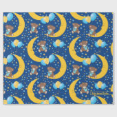 Niedlicher Teddybär auf dem Mondmuster Geschenkpapier (Flach)