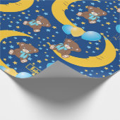 Niedlicher Teddybär auf dem Mondmuster Geschenkpapier (Ecke)