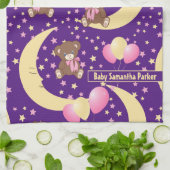 Niedlicher Teddybär auf dem Mondmuster Geschirrtuch (Gefaltet)