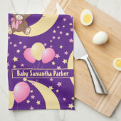 Niedlicher Teddybär auf dem Mondmuster Geschirrtuch (Viertel Falte)