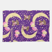 Niedlicher Teddybär auf dem Mondmuster Geschirrtuch (Horizontal)
