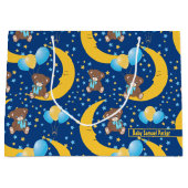 Niedlicher Teddybär auf dem Mondmuster Große Geschenktüte (Vorderseite)