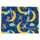 Niedlicher Teddybär auf dem Mondmuster Große Geschenktüte (Rückseite)