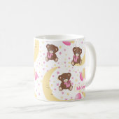 Niedlicher Teddybär auf dem Mondmuster Kaffeetasse (VorderseiteRechts)