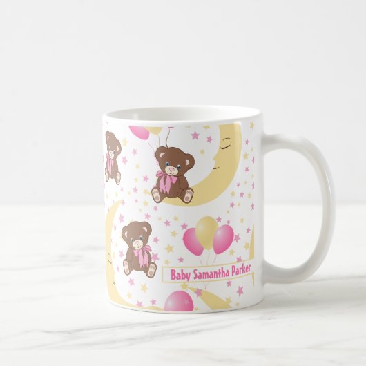 Niedlicher Teddybär auf dem Mondmuster Kaffeetasse (Rechts)