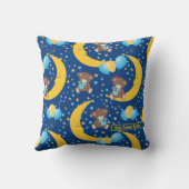 Niedlicher Teddybär auf dem Mondmuster Kissen (Rückseite)