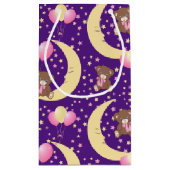 Niedlicher Teddybär auf dem Mondmuster Kleine Geschenktüte (Rückseite)