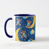 Niedlicher Teddybär auf dem Mondmuster Tasse (Links)