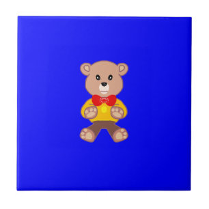 Niedlicher Teddybär auf der Blue Keramik Tile Fliese