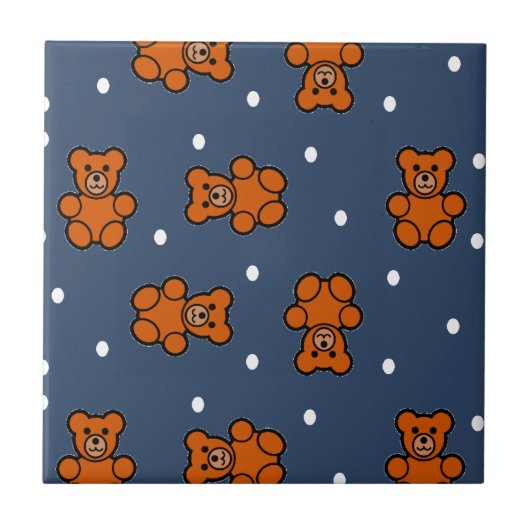 Niedlicher Teddybär auf Polka dot Fliese (Vorderseite)