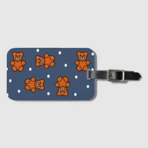 Niedlicher Teddybär auf Polka dot Gepäckanhänger